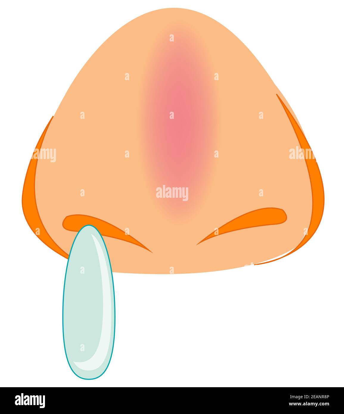 Naso malato della persona tipo frontale Foto Stock