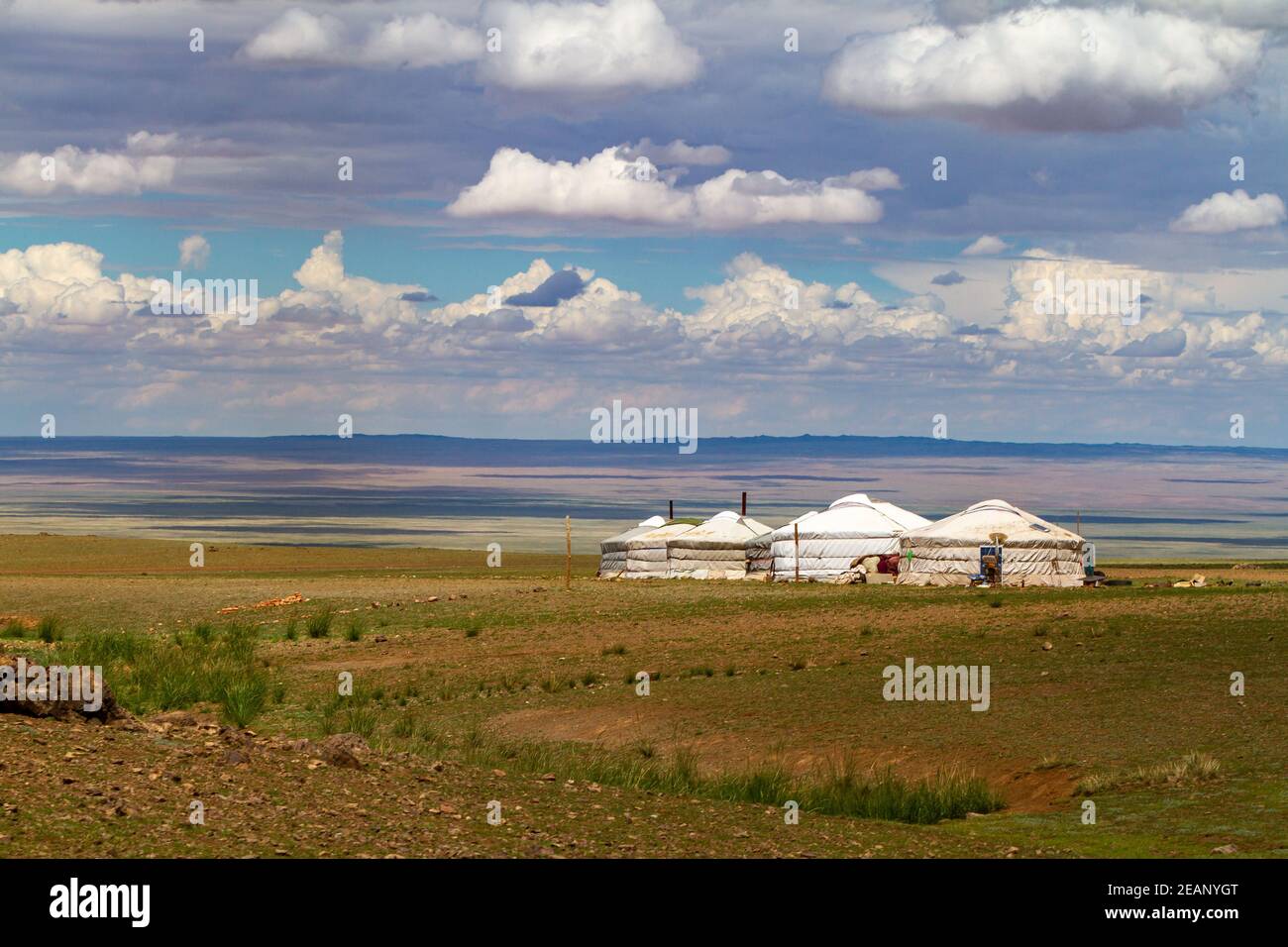 Yurt Camp nel paesaggio della Mongolia Foto Stock