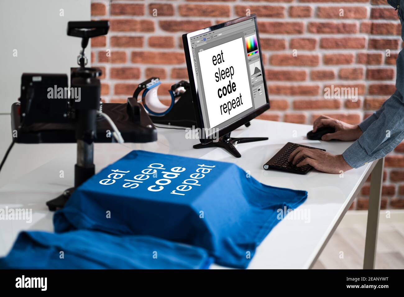 Stampa di magliette con trasferimento termico Foto Stock