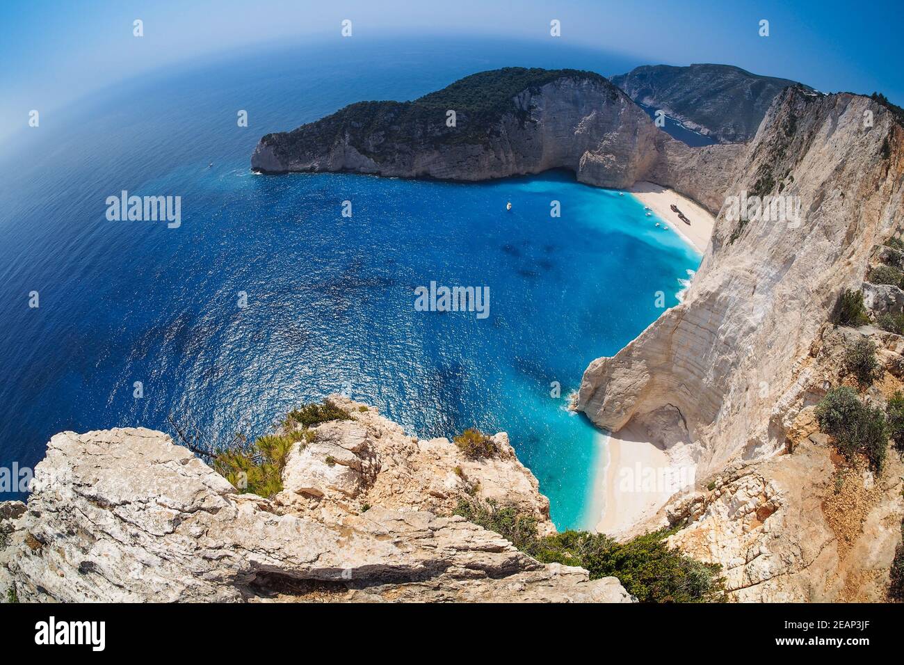 Navagio Beach, Shipwreck, Zante Grecia Foto Stock