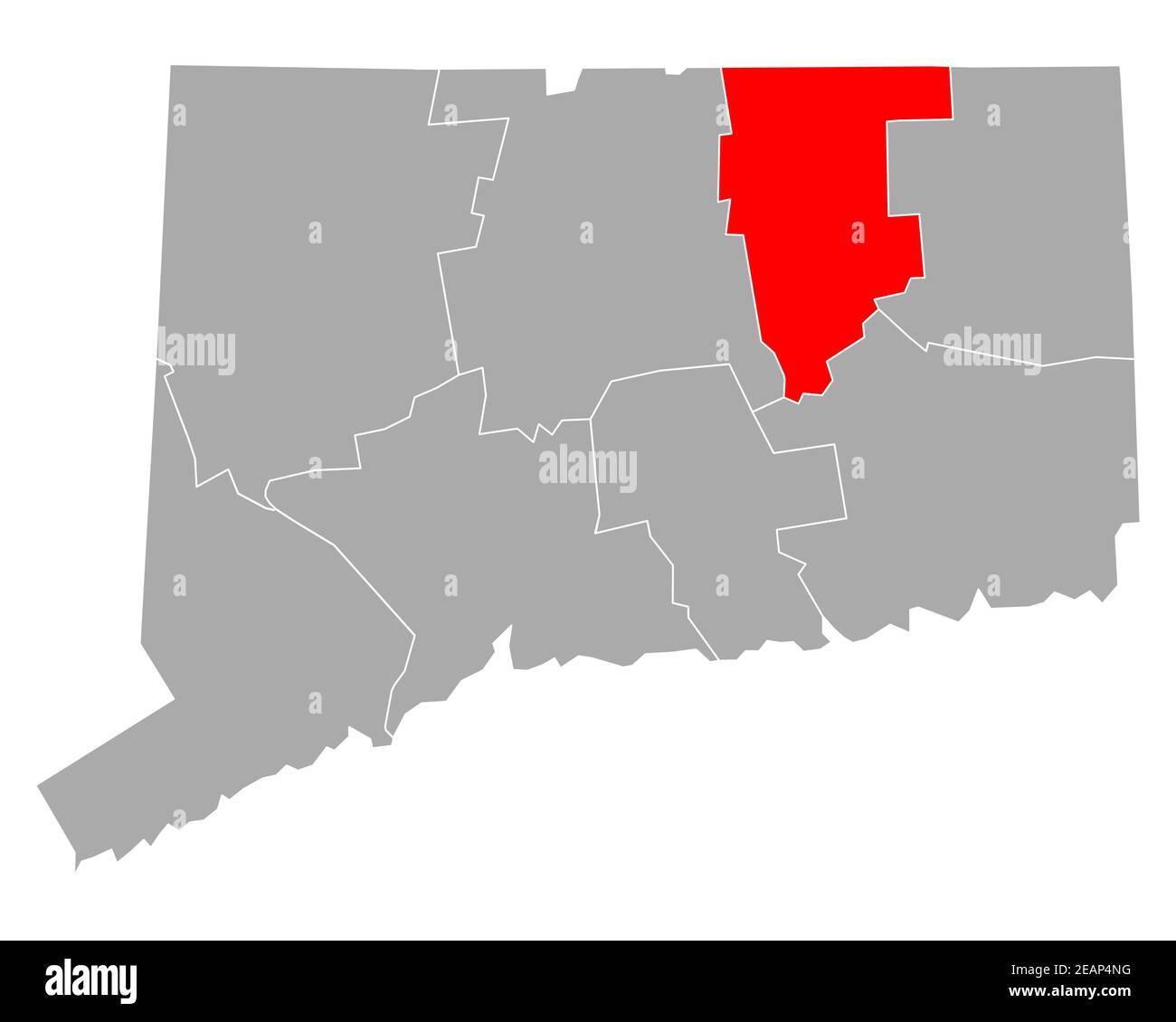 Tolland sulla mappa di Connecticut Foto Stock