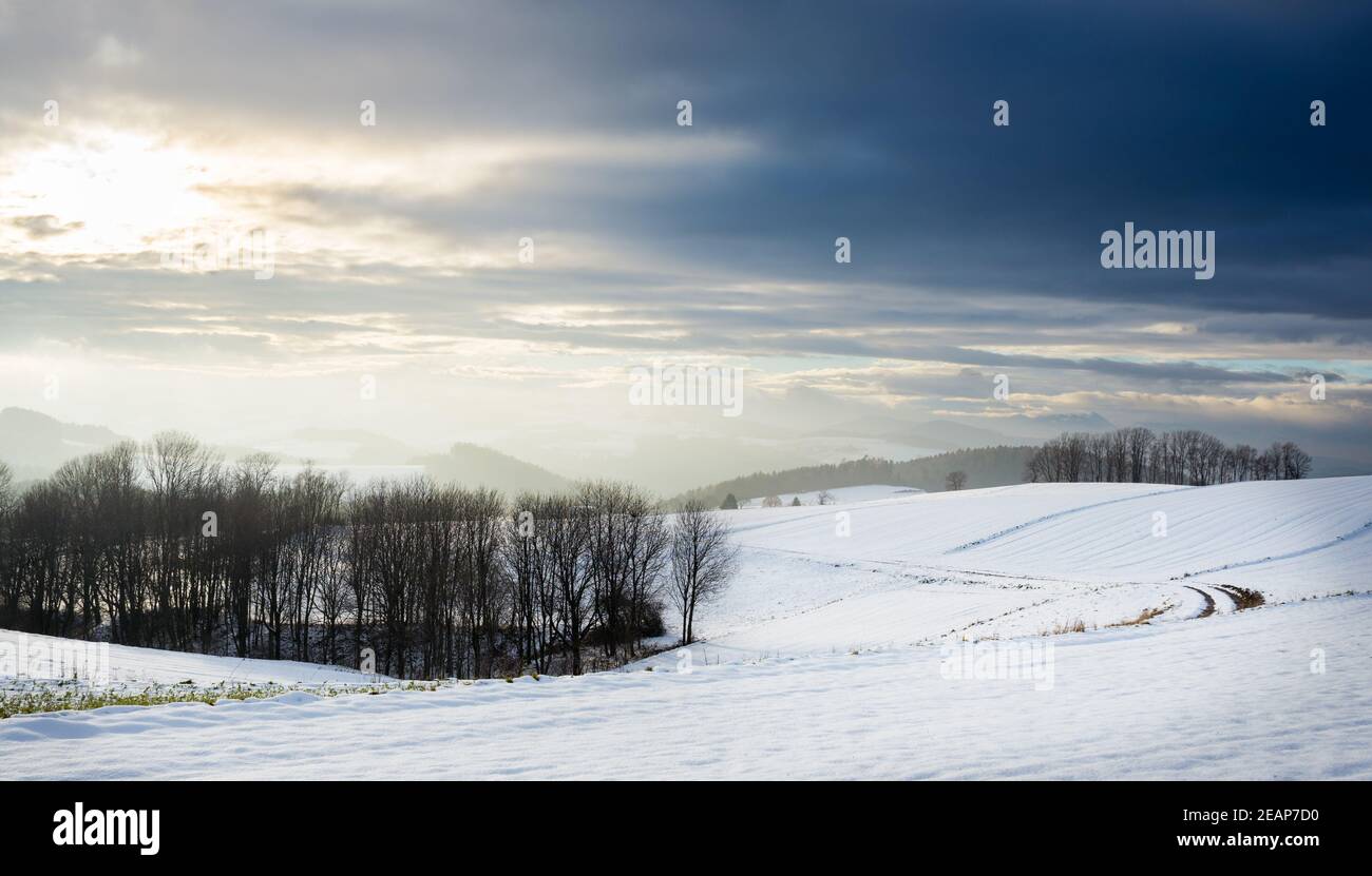 Paesaggio invernale a Hochwolkersdorf Bucklige Welt bassa Austria Foto Stock