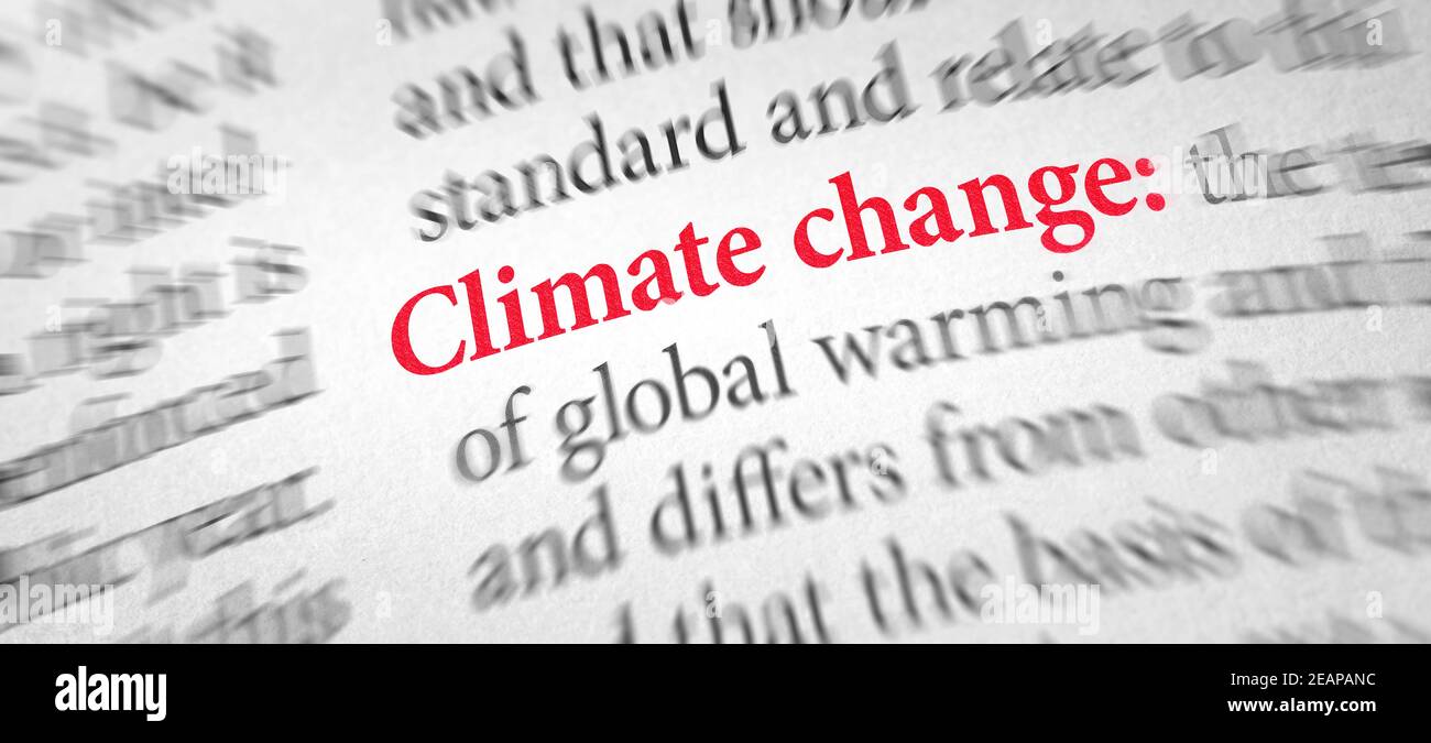 Definizione della parola cambiamento climatico in un dizionario Foto Stock