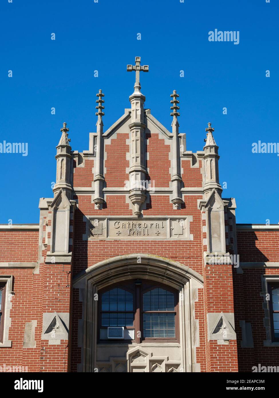 Facciata particolare della Cattedrale dell'Immacolata Concezione â Portland Foto Stock