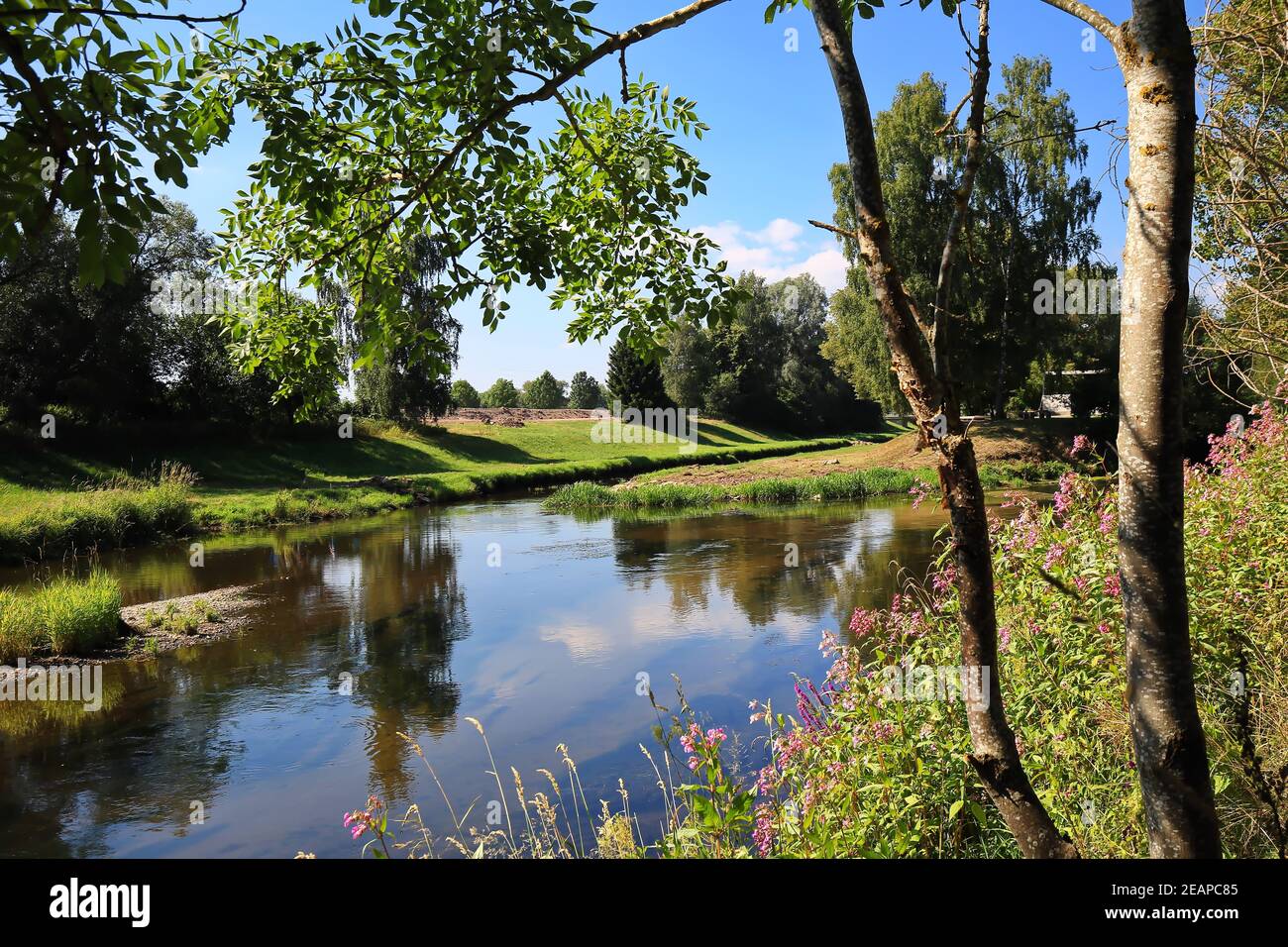 Confluenza di Brigach e Breg vicino a Donaueschingen Foto Stock