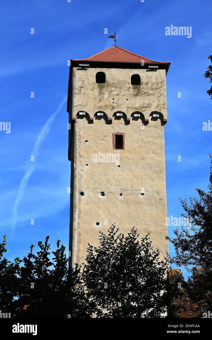 La torre delle streghe a Babenhausen Foto Stock