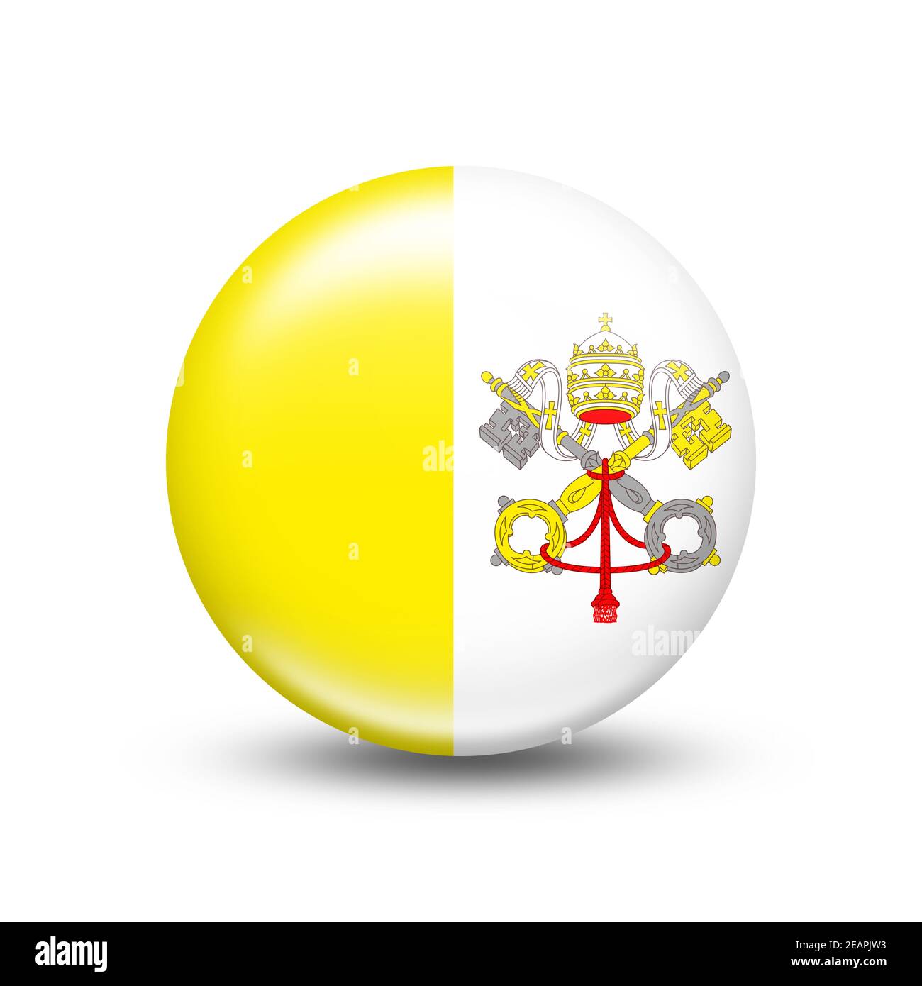 Bandiera vaticana in sfera con ombra bianca Foto Stock