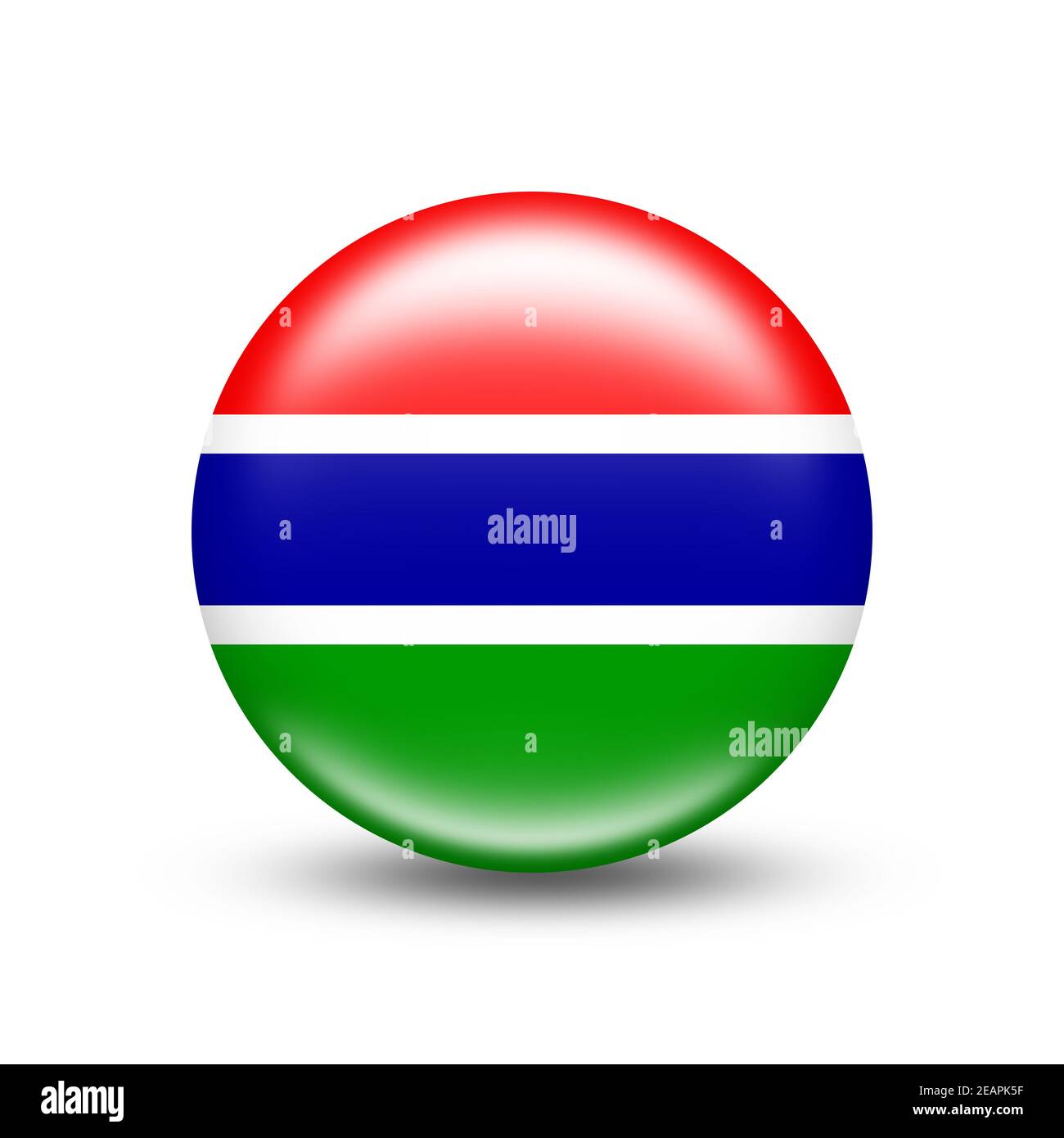 Bandiera della Gambia in una sfera con ombra bianca Foto Stock