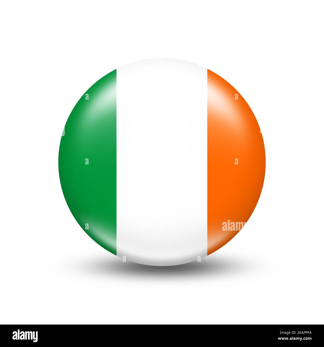 Cerchio di bandiera irlandese con ombra bianca Foto Stock