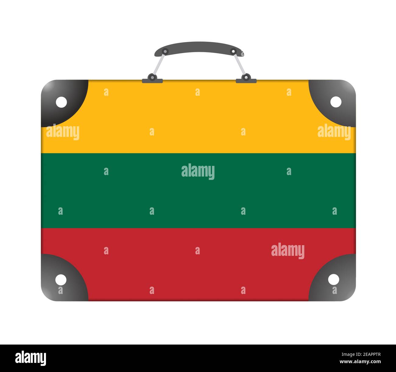 Bandiera del paese lituania sotto forma di A. valigia da viaggio su sfondo bianco Foto Stock