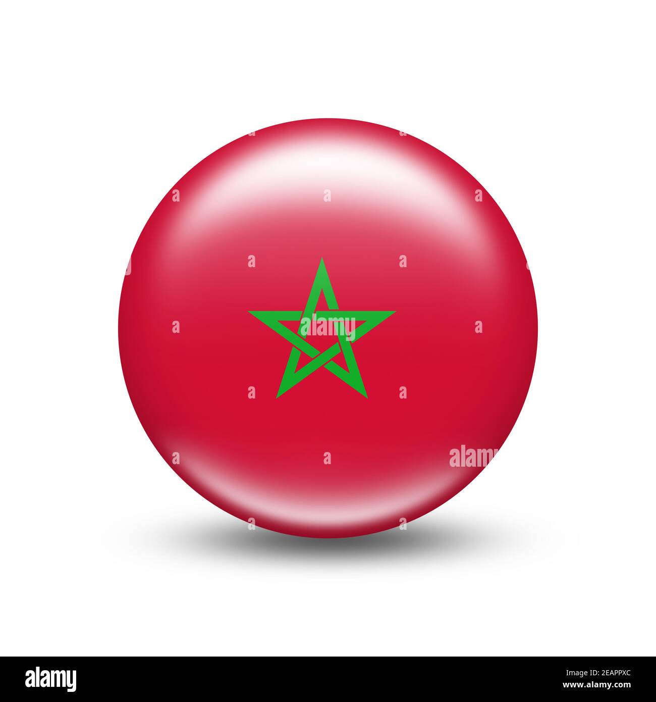 Bandiera del Marocco in una sfera con ombra bianca Foto Stock