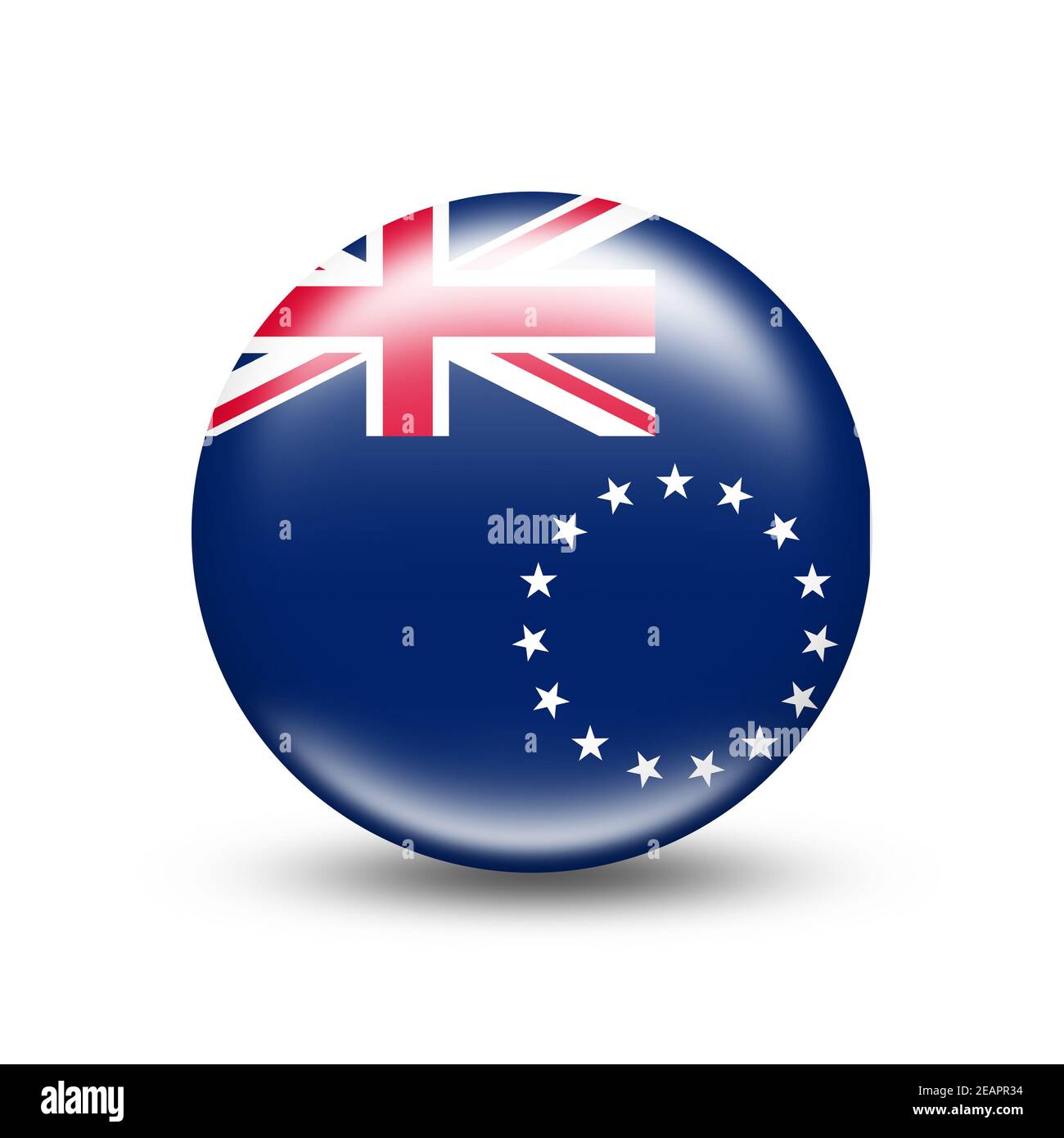 Bandiera delle Isole Cook paese in un cerchio con bianco ombra Foto Stock