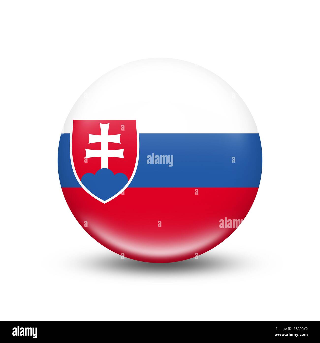 Bandiera della Slovacchia in una sfera con ombra bianca Foto Stock