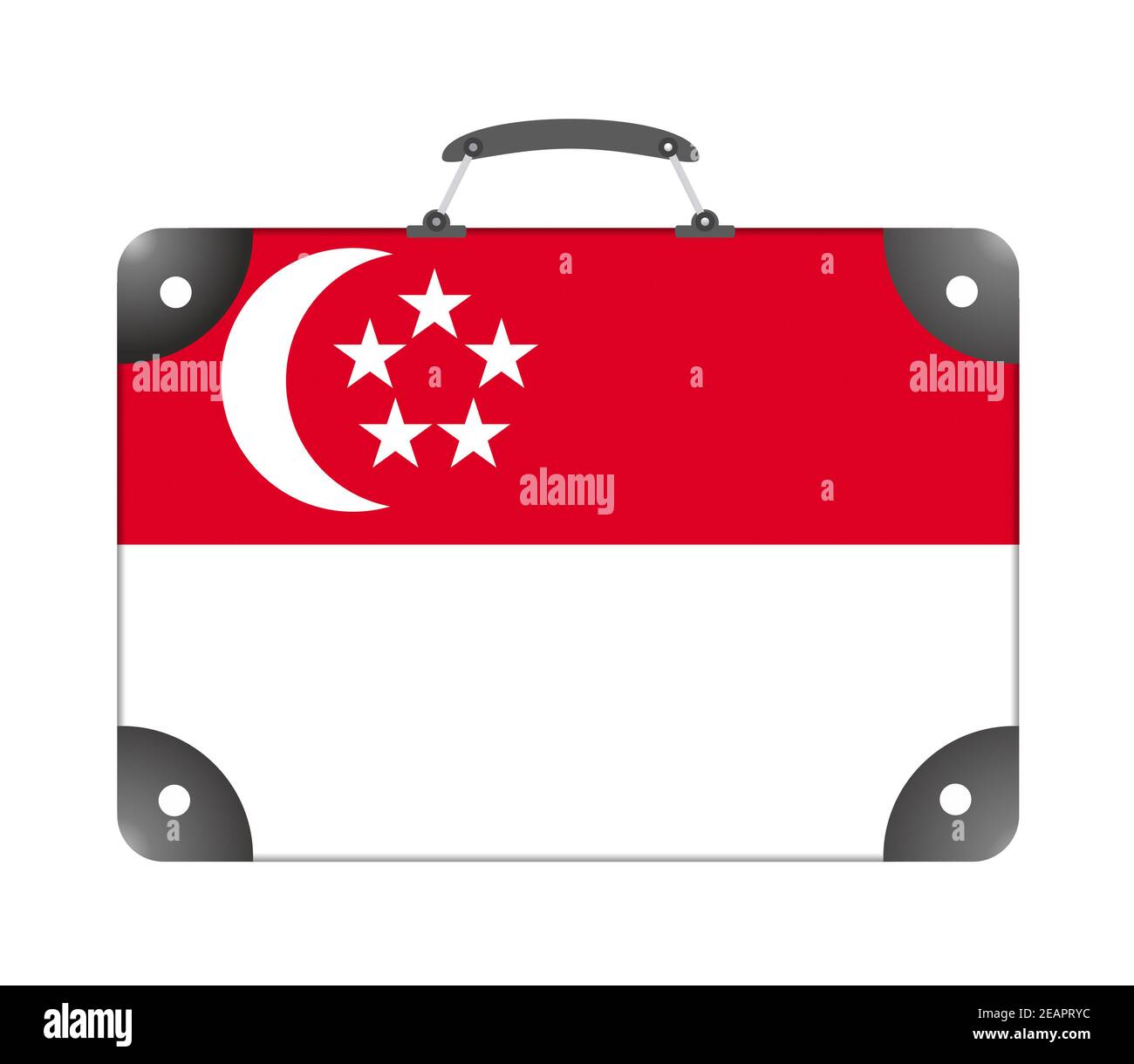 Bandiera di Singapore sotto forma di valigia di viaggio su sfondo bianco Foto Stock