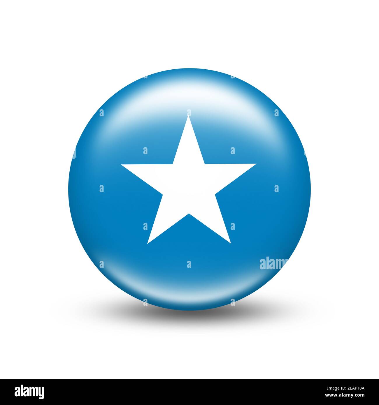 Bandiera somala in sfera con ombra bianca Foto Stock