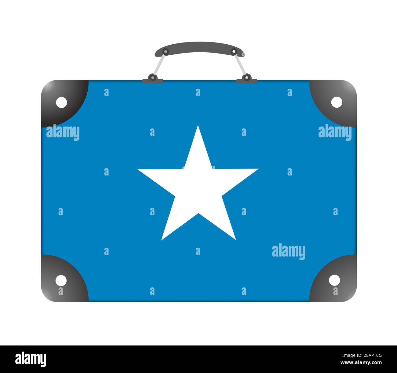 Bandiera somala sotto forma di valigia di viaggio su sfondo bianco Foto Stock