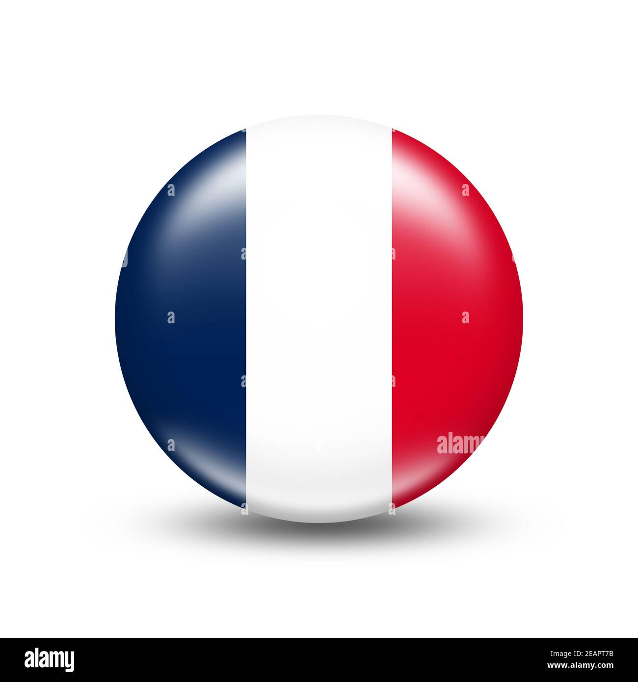 Bandiera francese in cerchio con ombra bianca Foto Stock