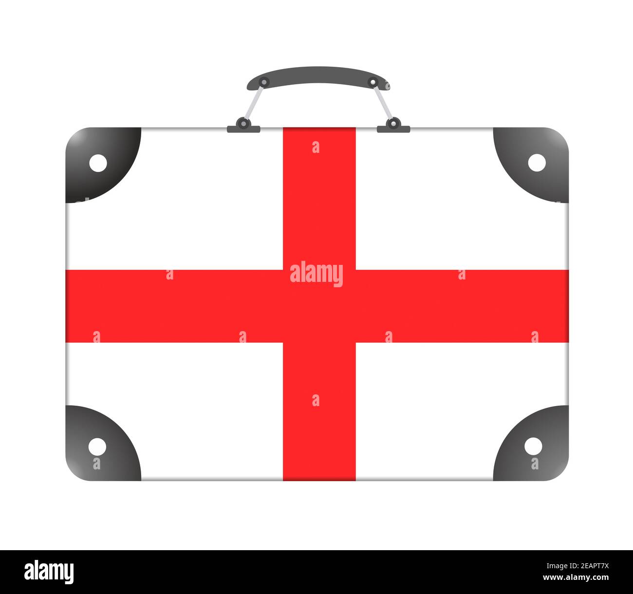 Bandiera nazionale dell'Inghilterra sotto forma di valigia di viaggio su sfondo bianco Foto Stock