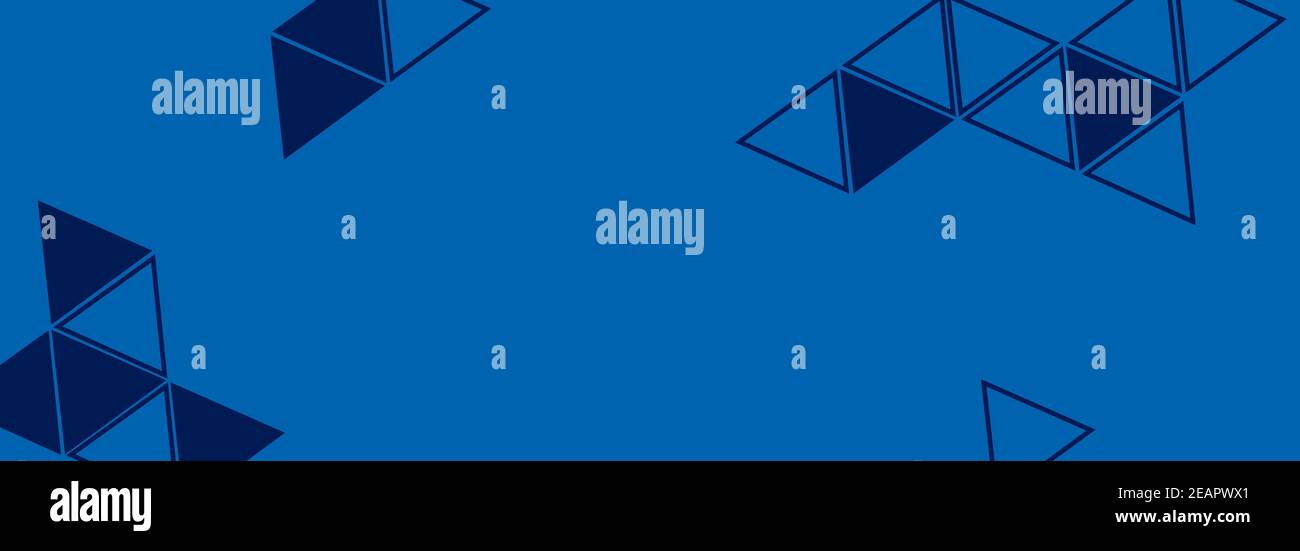 Triangoli astratti neri su sfondo blu Foto Stock