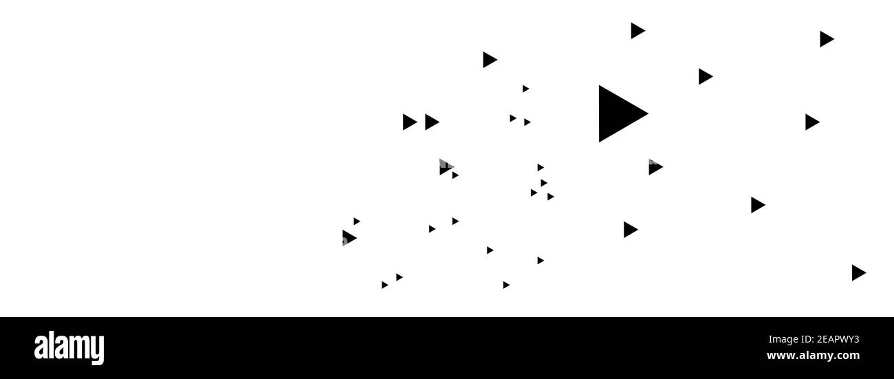 Triangoli astratti neri di diverse dimensioni su sfondo bianco Foto Stock