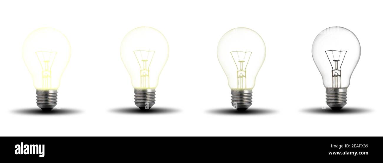 Lampadina in vetro classica con filamento con base E27 Foto Stock