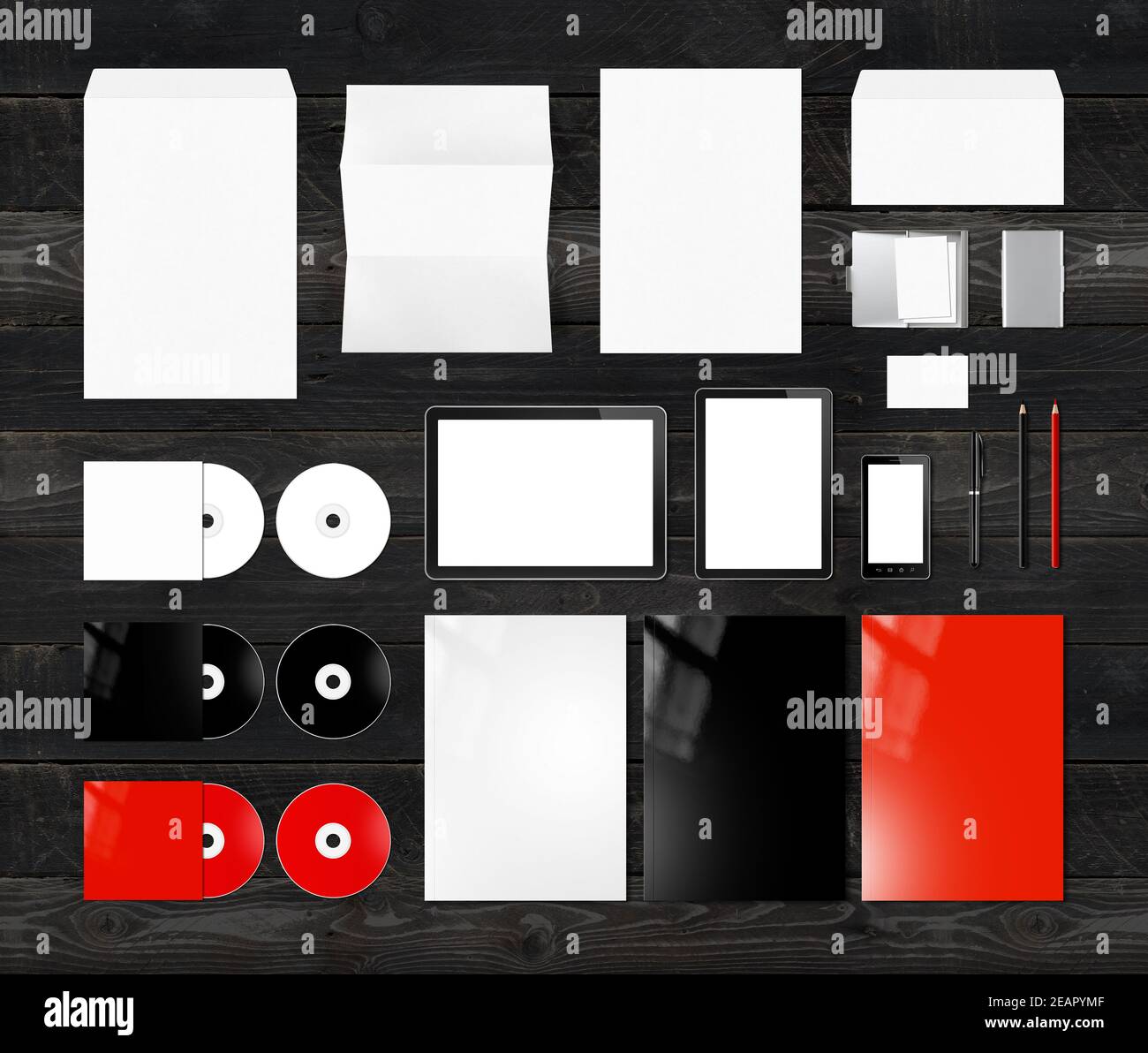 Il Branding identity design mockup modello, sfondo bianco Foto Stock