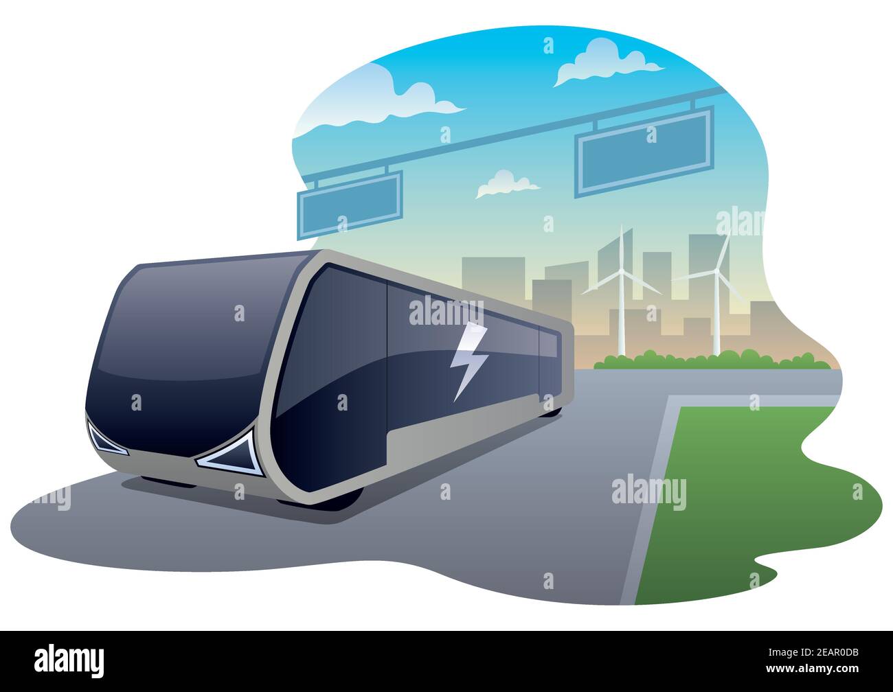 Veicolo con bus elettrico Illustrazione Vettoriale