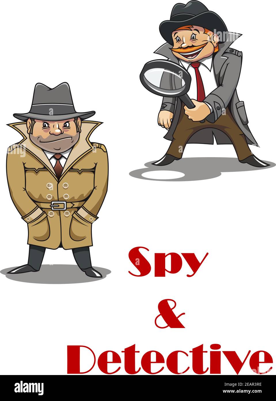 Spia e detective cartoni animati con una spia stereotipata unshaven  abbraccato in un cappotto grande e un castoro ansioso un detective  sorridente che porta un l Immagine e Vettoriale - Alamy