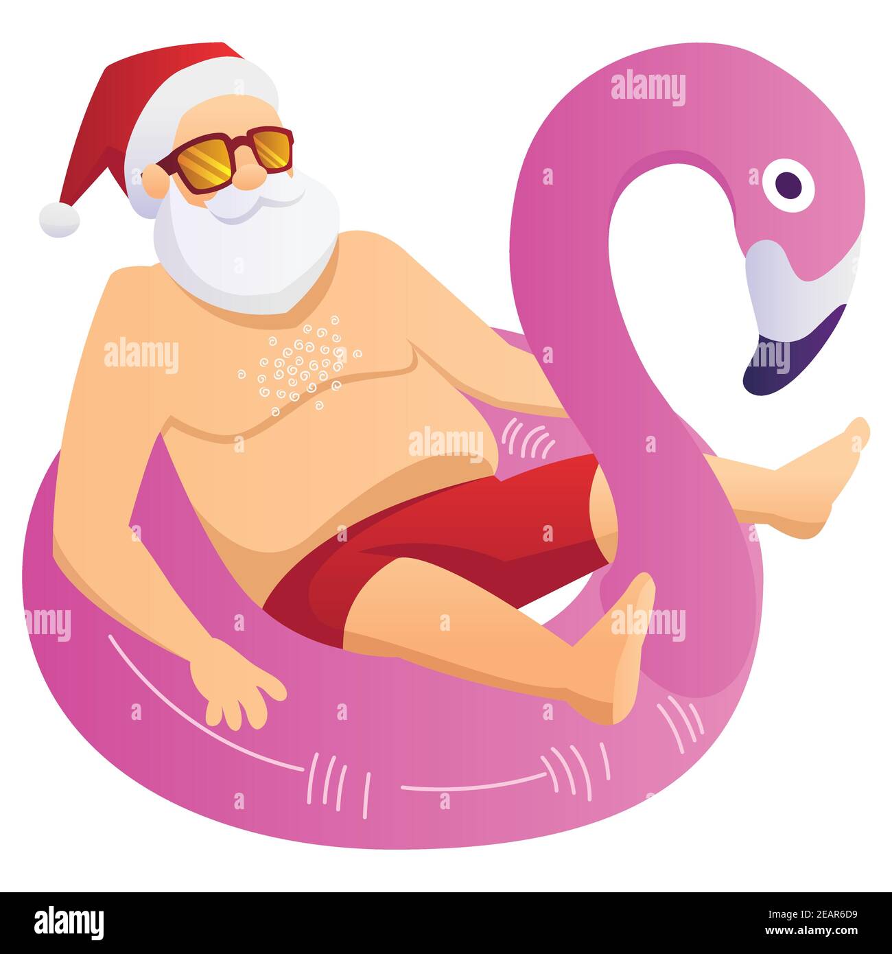Santa sull'anello di nuoto Illustrazione Vettoriale