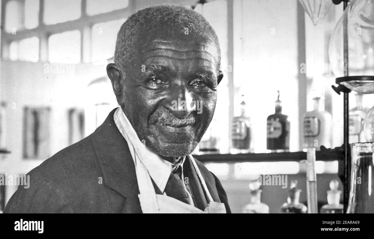 GEORGE WASHINGTON CARVER (C 1864-1943) Scienziato agricolo americano ed ex schiavo al Tuskegee Institute circa 1940 Foto Stock