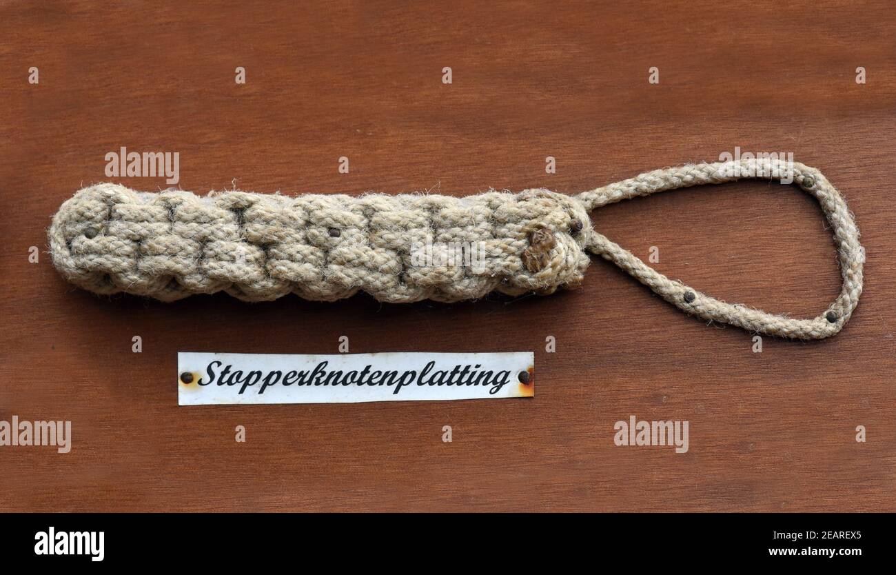 Stopperknotenplatting, Seemannsknoten Foto Stock