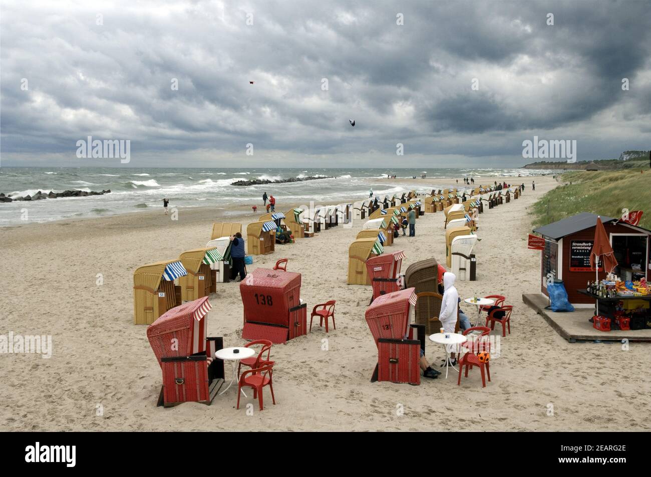 Strandkoerbe, Ostseekueste Foto Stock