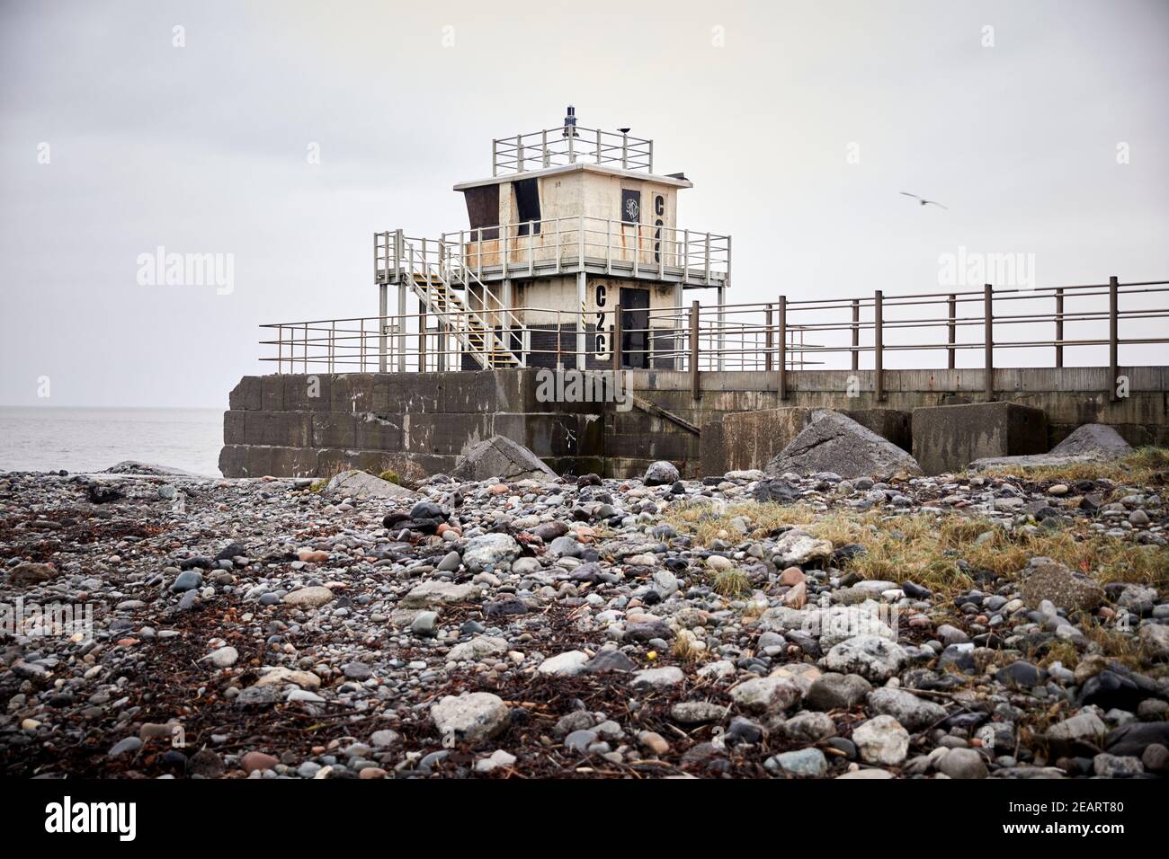 Workington South Pier Lighthouse Workington, Cumbria, Inghilterra Foto Stock