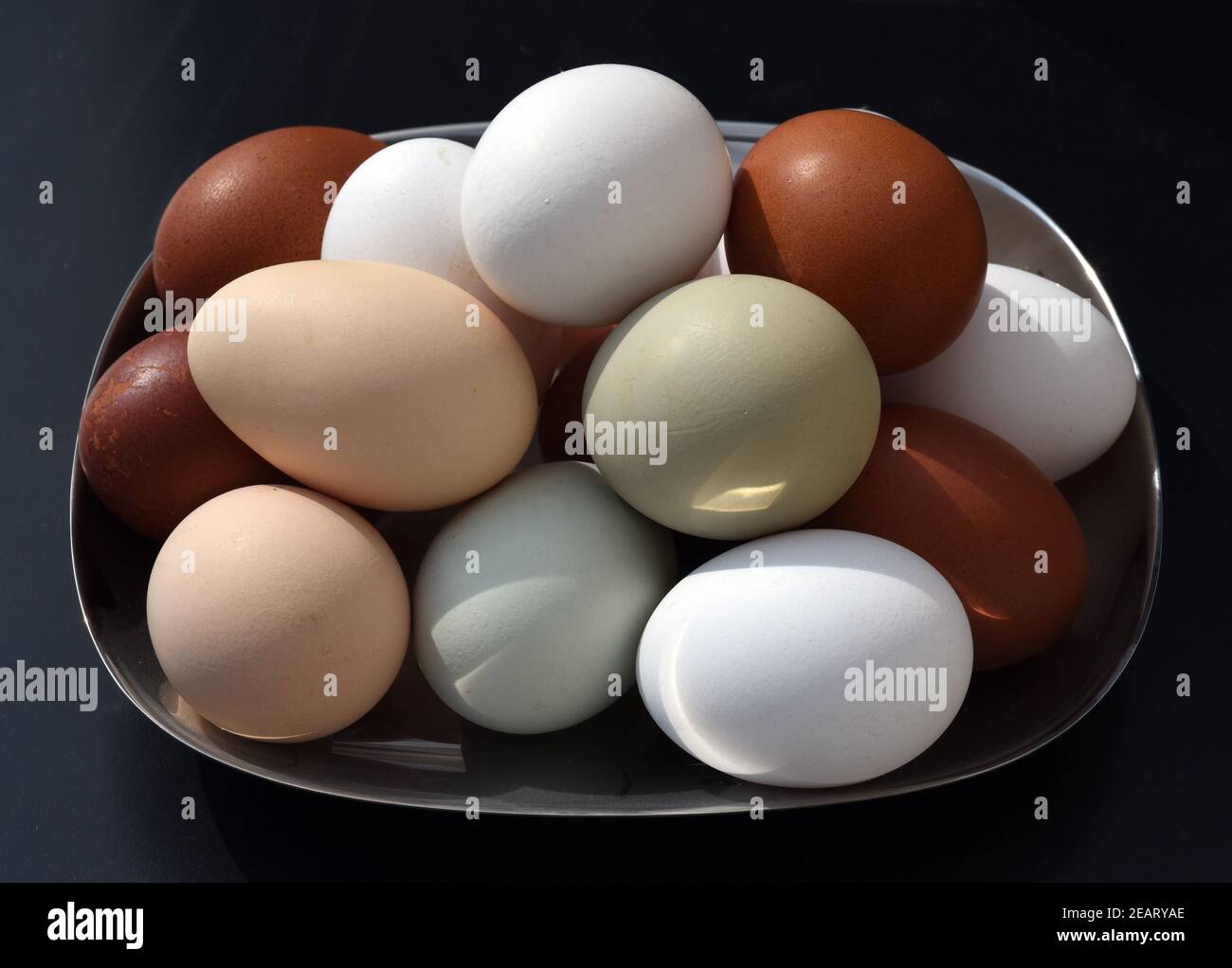 Huehnereier, Eier, ungefaerbt Foto Stock
