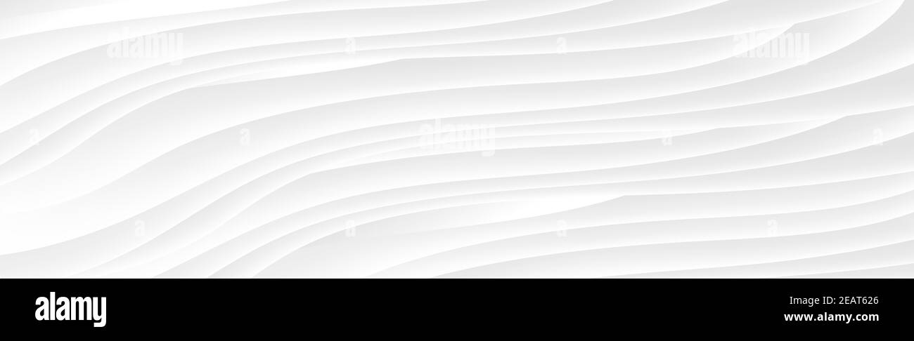 Sfondo bianco panoramico con linee ondulate Foto Stock