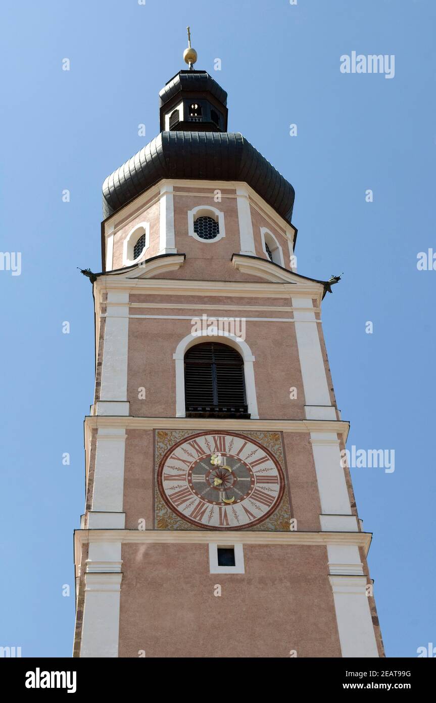 Kirchturm, Kastelruth Foto Stock