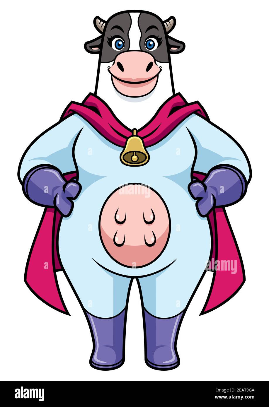 Mascotte Cow Superhero Illustrazione Vettoriale