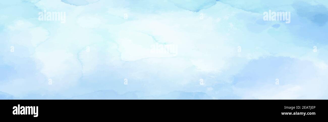 Texture panoramica realistica blu acquerello su sfondo bianco Foto Stock