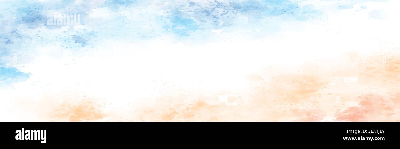 Texture panoramica di acquerello multicolore realistico su sfondo bianco Foto Stock