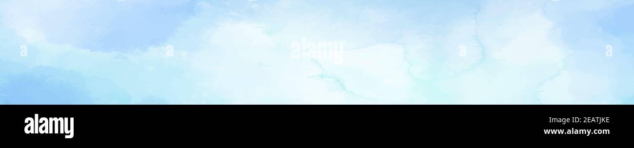 Texture panoramica realistica blu acquerello su sfondo bianco Foto Stock