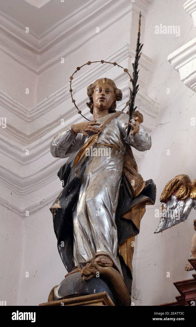 Immacolata Concezione, l'altare di San Francesco di Assisi nella chiesa di San Leonardo di Noblac in Kotari, Croazia Foto Stock