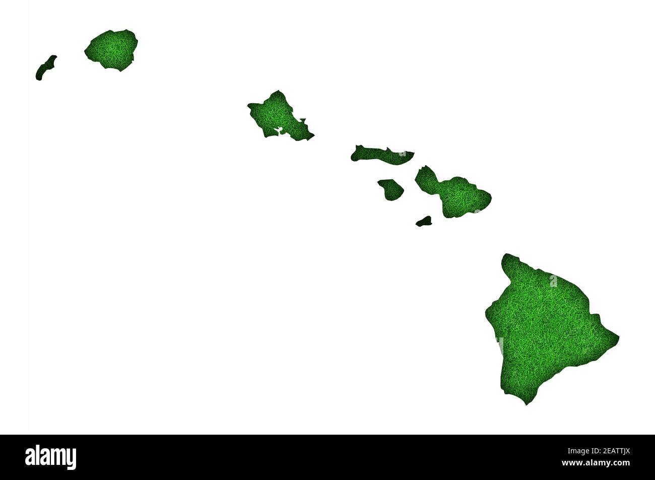 Mappa delle Hawaii su feltro verde Foto Stock
