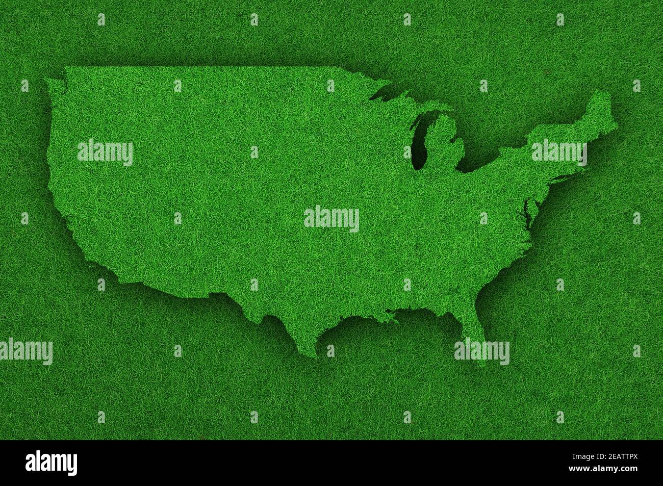 Mappa degli Stati Uniti su feltro verde Foto Stock