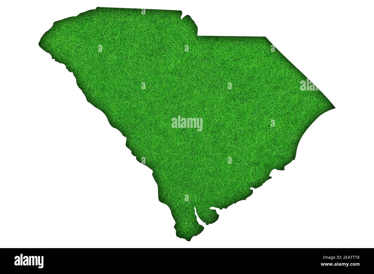 Mappa del South Carolina su feltro verde Foto Stock