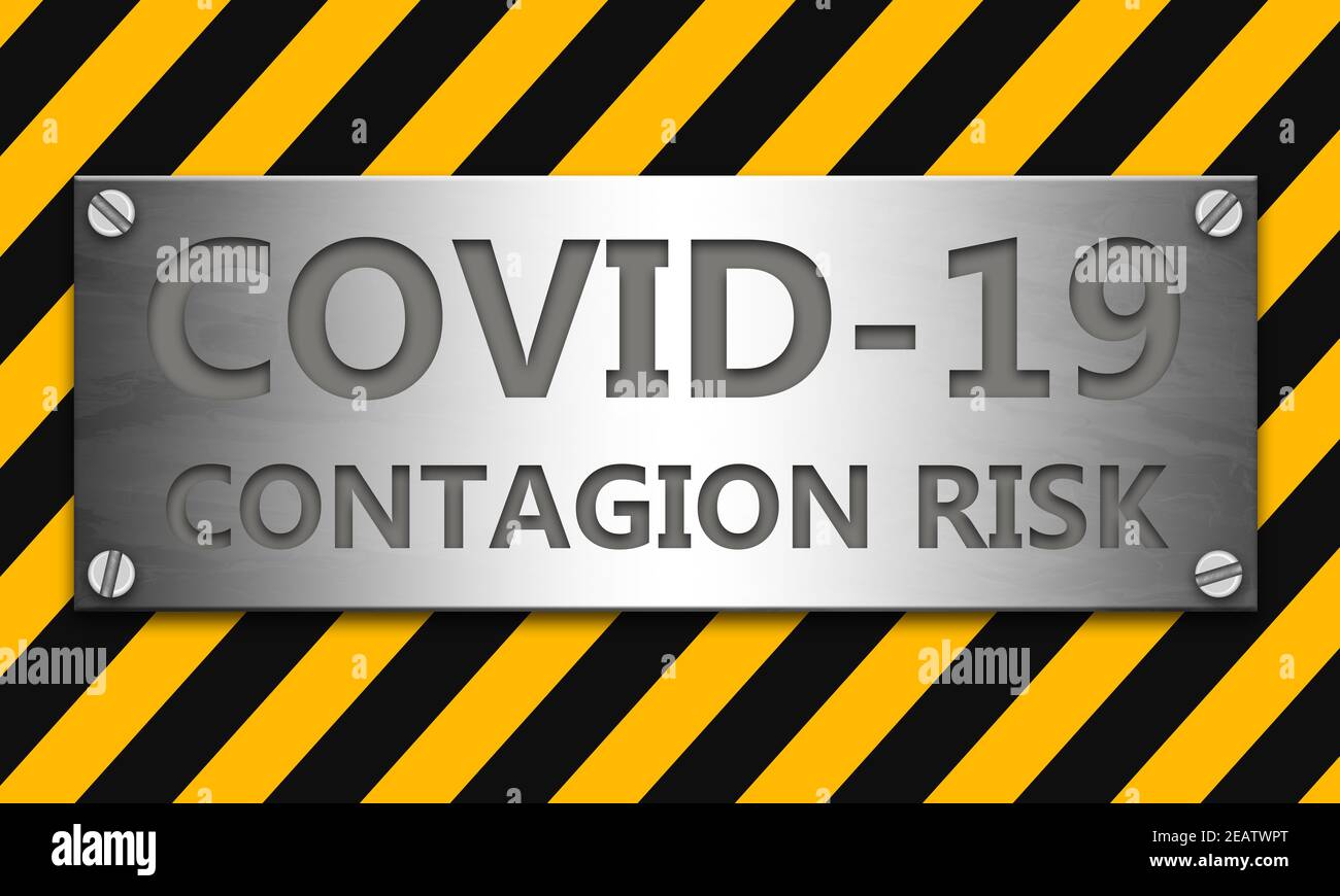 Banner con avvertenza COVID-19 e rischio di contagio Foto Stock