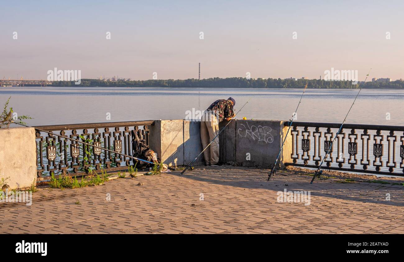 Terrapieno della città di Dnipro in Ucraina Foto Stock