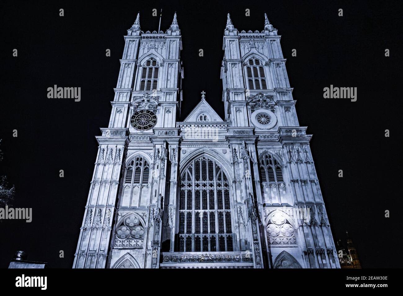 Abbazia di Westminster vista notturna (Londra) Foto Stock