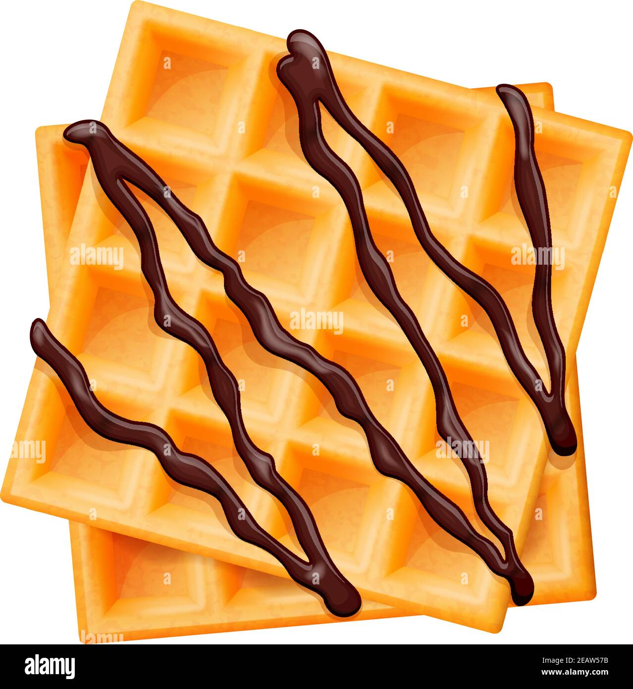 Waffle belgi al cioccolato. Illustrazione vettoriale. Illustrazione Vettoriale