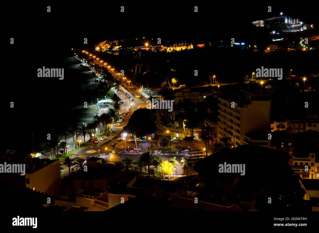 San Sebastian de la Gomera di notte. Foto Stock
