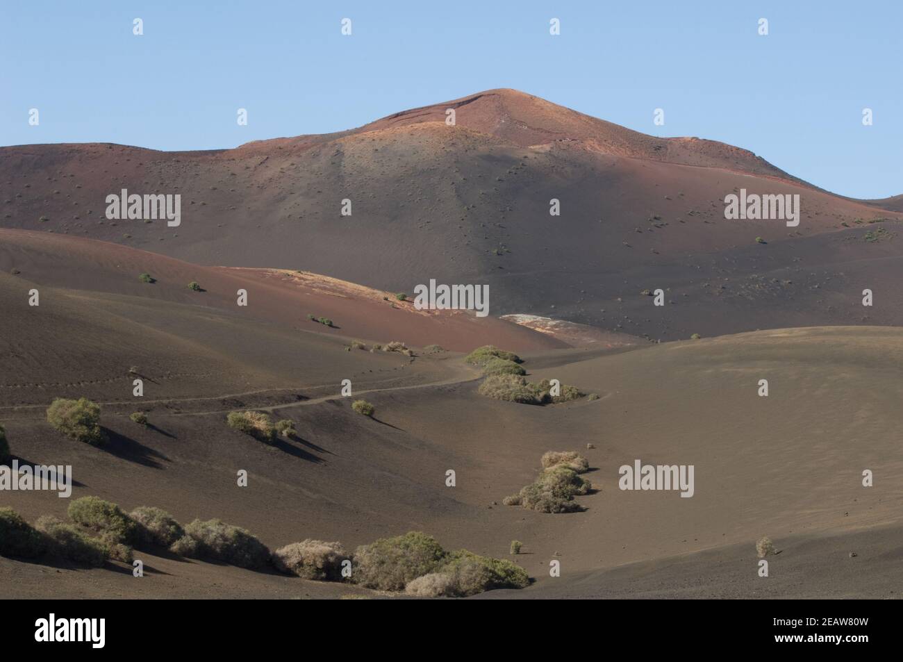 Paesaggio vulcanico nel Parco Nazionale di Timanfaya. Foto Stock